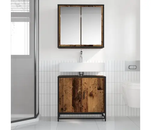 Vannitoa Mööbleset Riiuliga Uksega 2 Pcs Vana Puit Tehispuit