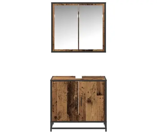 Vonios Baldų Rinkinys 2 Pcs Senovinis Medis Apdirbta Mediena