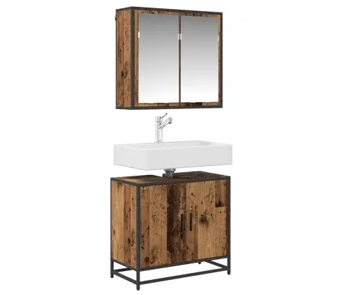 Vannitoa Mööbleset Riiuliga Uksega 2 Pcs Vana Puit Tehispuit