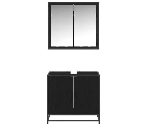 Vannas Istabas Mēbeļu Komplekts Ar Durvīm 2 Pcs Melns Ozols Vidaxl