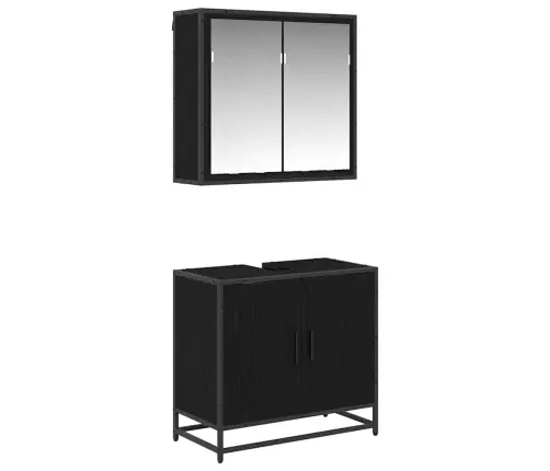 Vannas Istabas Mēbeļu Komplekts Ar Durvīm 2 Pcs Melns Ozols Vidaxl