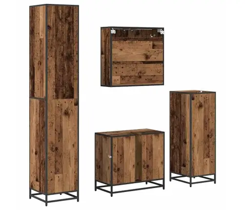 Vannas Istabas Mēbeļu Komplekts 4 Pcs Vecs Koks 65 X 33 X 60 Cm Vidaxl