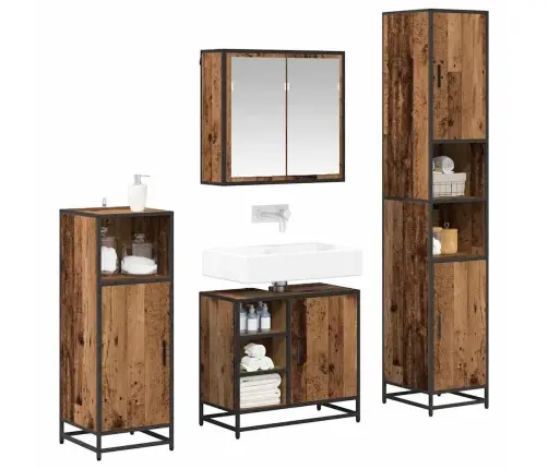 Vannas Istabas Mēbeļu Komplekts 4 Pcs Vecs Koks 65 X 33 X 60 Cm Vidaxl