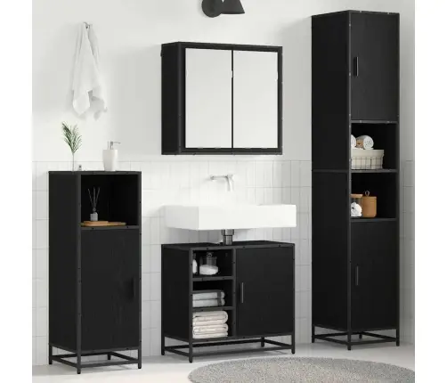 Vannas Istabas Mēbeļu Komplekts Ar Durvīm 4 Pcs Melns Ozols Vidaxl Vannas Istabas Mēbeļu Komplekts Ar Durvīm 4 Pcs Melns Ozols Vidaxl