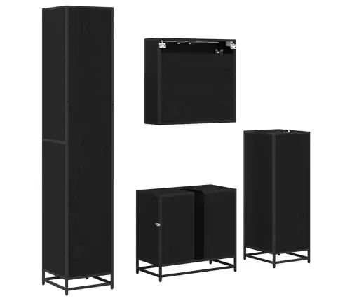 Vannas Istabas Mēbeļu Komplekts Ar Durvīm 4 Pcs Melns Ozols Vidaxl Vannas Istabas Mēbeļu Komplekts Ar Durvīm 4 Pcs Melns Ozols Vidaxl