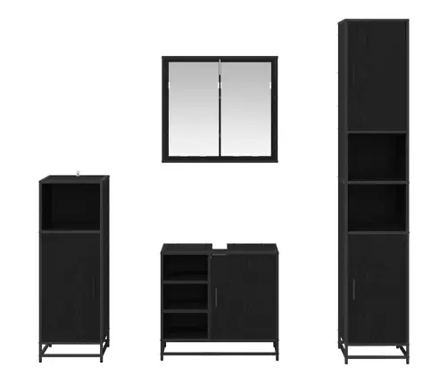 Vannas Istabas Mēbeļu Komplekts Ar Durvīm 4 Pcs Melns Ozols Vidaxl Vannas Istabas Mēbeļu Komplekts Ar Durvīm 4 Pcs Melns Ozols Vidaxl