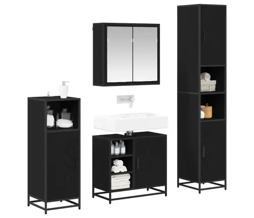 Vannas Istabas Mēbeļu Komplekts Ar Durvīm 4 Pcs Melns Ozols Vidaxl Vannas Istabas Mēbeļu Komplekts Ar Durvīm 4 Pcs Melns Ozols Vidaxl