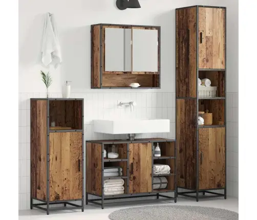 Vannas Istabas Mēbeļu Komplekts Ar Plauktu 3 Pcs Vecs Koks Vidaxl