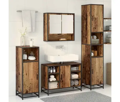 Vannas Istabas Mēbeļu Komplekts Ar Plauktu 3 Pcs Vecs Koks Vidaxl