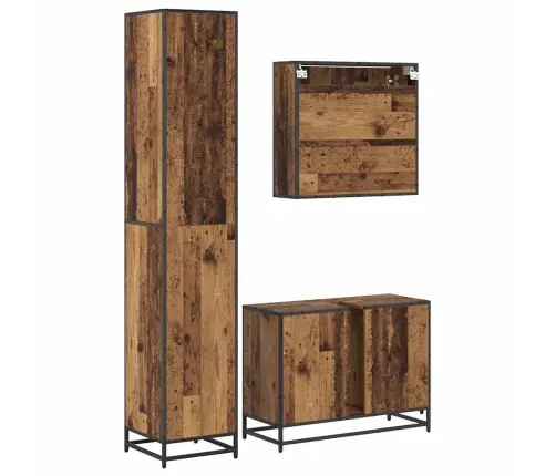 Vannas Istabas Mēbeļu Komplekts Ar Plauktu 3 Pcs Vecs Koks Vidaxl