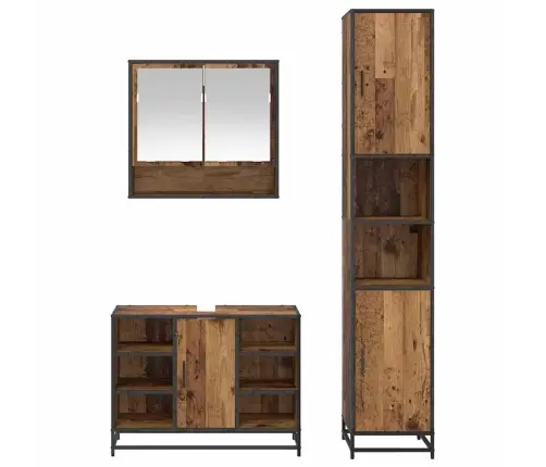 Vannas Istabas Mēbeļu Komplekts Ar Plauktu 3 Pcs Vecs Koks Vidaxl