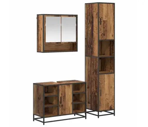 Vannas Istabas Mēbeļu Komplekts Ar Plauktu 3 Pcs Vecs Koks Vidaxl