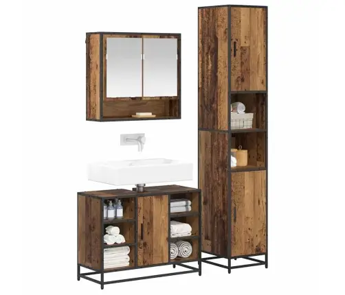 Vannas Istabas Mēbeļu Komplekts Ar Plauktu 3 Pcs Vecs Koks Vidaxl