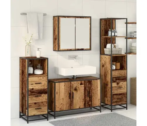 Vonios Baldų Rinkinys 4 Pcs Sena Mediena 90 X 33 X 60 Cm