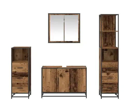 Vonios Baldų Rinkinys 4 Pcs Sena Mediena 90 X 33 X 60 Cm