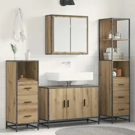 Vannas Istabas Mēbeļu Komplekts Ar Durvīm 4 Pcs Amatnieku Ozola Vidaxl