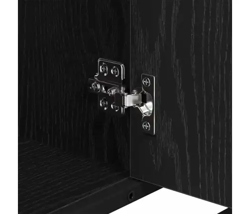 Vonios Baldų Rinkinys Su Stalčių Su Lentyna 3 Pcs Juoda Ąžuolo