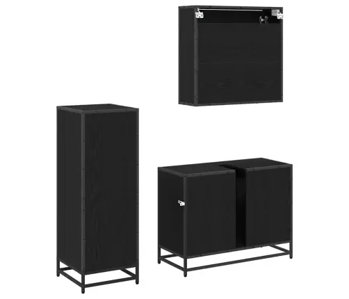 Vannas Istabas Mēbeļu Komplekts Ar Atvilktni 3 Pcs Melns Ozols Vidaxl