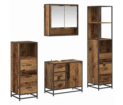 Vannitoa Mööbleset Sahtliga Uksega 4 Pcs Vana Puit Tehispuit