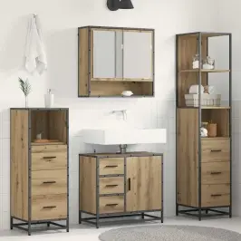 Vannitoa Mööbleset 4 Pcs Käsitöötamm 65 X 33 X 60 Cm Tehispuit