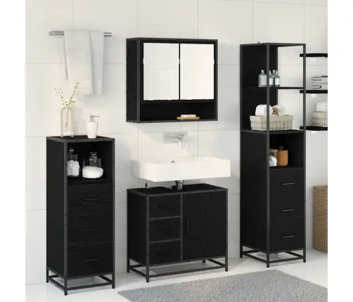 Vannas Istabas Mēbeļu Komplekts Ar Atvilktni 4 Pcs Melns Ozols Vidaxl Vannas Istabas Mēbeļu Komplekts Ar Atvilktni 4 Pcs Melns Ozols Vidaxl