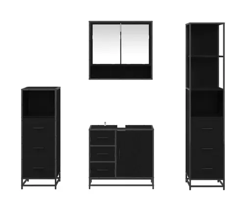 Vannas Istabas Mēbeļu Komplekts Ar Atvilktni 4 Pcs Melns Ozols Vidaxl Vannas Istabas Mēbeļu Komplekts Ar Atvilktni 4 Pcs Melns Ozols Vidaxl