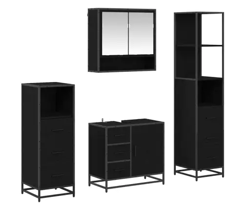 Vannas Istabas Mēbeļu Komplekts Ar Atvilktni 4 Pcs Melns Ozols Vidaxl Vannas Istabas Mēbeļu Komplekts Ar Atvilktni 4 Pcs Melns Ozols Vidaxl
