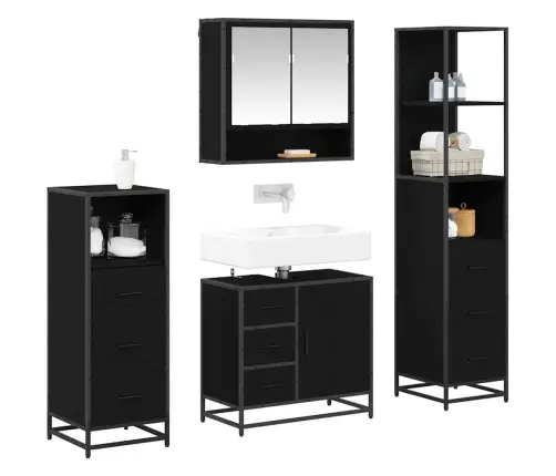 Vannas Istabas Mēbeļu Komplekts Ar Atvilktni 4 Pcs Melns Ozols Vidaxl Vannas Istabas Mēbeļu Komplekts Ar Atvilktni 4 Pcs Melns Ozols Vidaxl