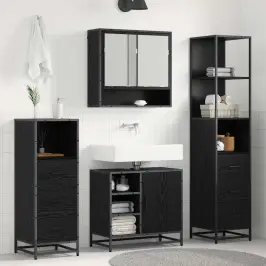 Vannas Istabas Mēbeļu Komplekts Ar Plauktu 3 Pcs Melns Ozolkoks Vidaxl Vannas Istabas Mēbeļu Komplekts Ar Plauktu 3 Pcs Melns Ozolkoks Vidaxl