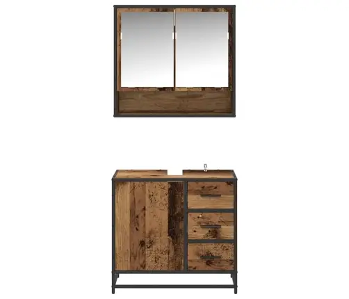 Vonios Baldų Rinkinys 2 Pcs Senovinis Medis Apdirbta Mediena