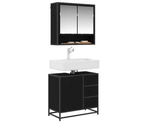 Vannas Istabas Mēbeļu Komplekts Ar Plauktu 2 Pcs Melns Ozolkoks Vidaxl
