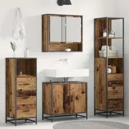 Vannas Istabas Mēbeļu Komplekts 4 Pcs Vecs Koks 65 X 33 X 60 Cm Vidaxl