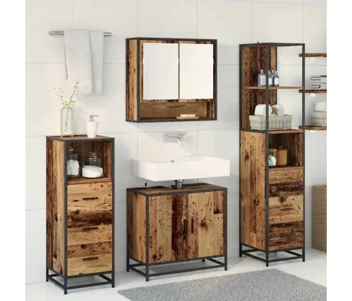 Vannas Istabas Mēbeļu Komplekts 4 Pcs Vecs Koks 65 X 33 X 60 Cm Vidaxl