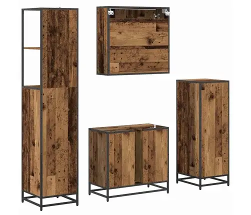 Vannas Istabas Mēbeļu Komplekts 4 Pcs Vecs Koks 65 X 33 X 60 Cm Vidaxl