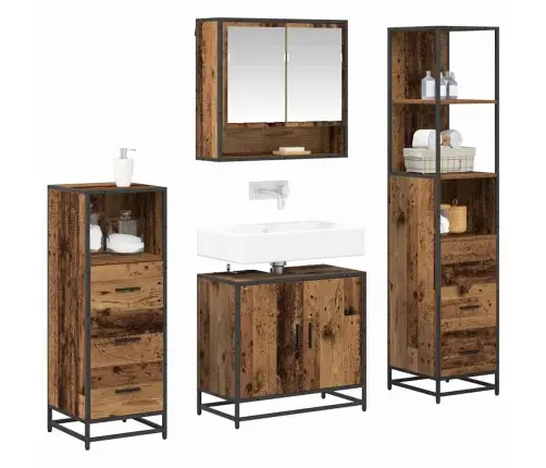 Vannas Istabas Mēbeļu Komplekts 4 Pcs Vecs Koks 65 X 33 X 60 Cm Vidaxl