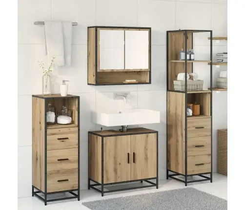 Vannitoa Mööbleset 4 Pcs Käsitöötamm 65 X 33 X 60 Cm Tehispuit Vannitoa Mööbleset 4 Pcs Käsitöötamm 65 X 33 X 60 Cm Tehispuit