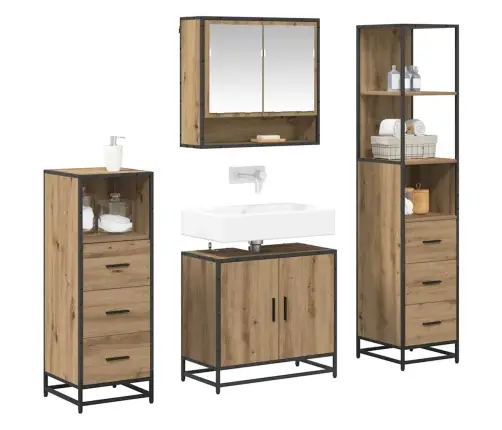 Vannitoa Mööbleset 4 Pcs Käsitöötamm 65 X 33 X 60 Cm Tehispuit Vannitoa Mööbleset 4 Pcs Käsitöötamm 65 X 33 X 60 Cm Tehispuit