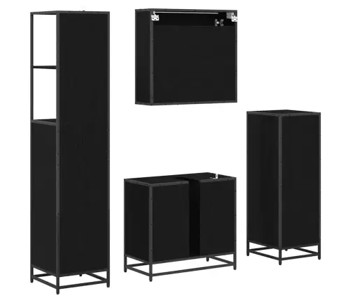 Vannitoa Mööbleset 4 Pcs Must Tamm 65 X 33 X 60 Cm Tehispuit