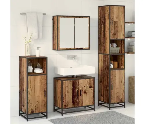 Vonios Baldų Rinkinys 4 Pcs Sena Mediena Apdirbta Mediena