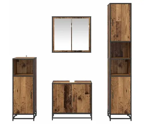 Vonios Baldų Rinkinys 4 Pcs Sena Mediena Apdirbta Mediena