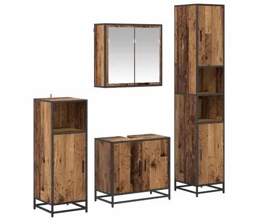 Vonios Baldų Rinkinys 4 Pcs Sena Mediena Apdirbta Mediena