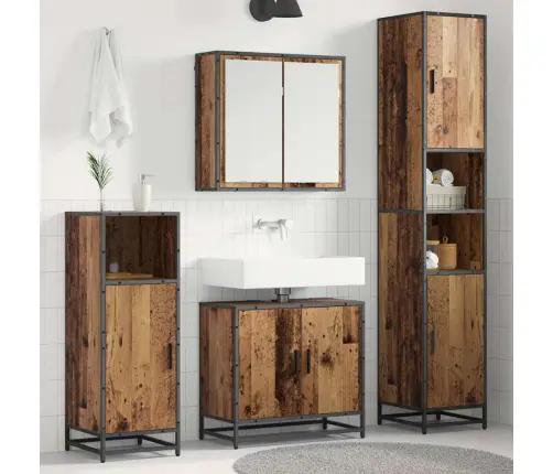Vannitoa Mööbleset 3 Pcs Vana Puit 65 X 33 X 60 Cm Tehispuit Vannitoa Mööbleset 3 Pcs Vana Puit 65 X 33 X 60 Cm Tehispuit