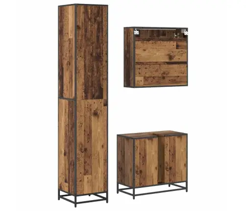 Vannas Istabas Mēbeļu Komplekts 3 Pcs Vecs Koks 65 X 33 X 60 Cm Vidaxl