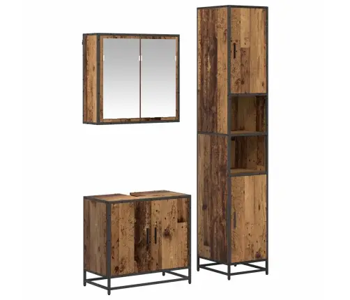 Vannas Istabas Mēbeļu Komplekts 3 Pcs Vecs Koks 65 X 33 X 60 Cm Vidaxl