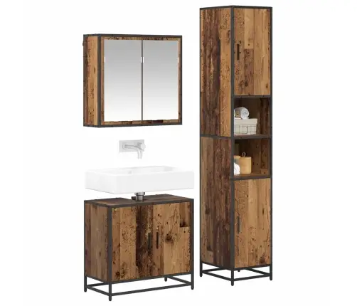 Vannas Istabas Mēbeļu Komplekts 3 Pcs Vecs Koks 65 X 33 X 60 Cm Vidaxl