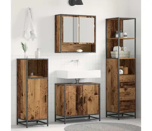 Vannitoa Mööbleset Sahtliga Riiuliga 3 Pcs Vana Puit Tehispuit