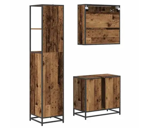 Vannitoa Mööbleset Sahtliga Riiuliga 3 Pcs Vana Puit Tehispuit