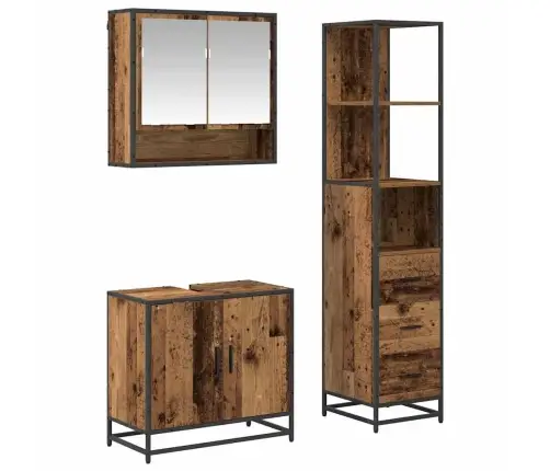 Vannitoa Mööbleset Sahtliga Riiuliga 3 Pcs Vana Puit Tehispuit