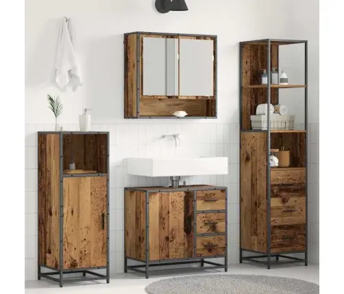 Vannitoa Mööbleset Sahtliga Riiuliga 3 Pcs Vana Puit Tehispuit