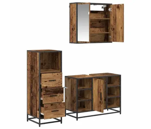 Vannas Istabas Mēbeļu Komplekts 3 Pcs Vecs Koks 80 X 33 X 60 Cm Vidaxl